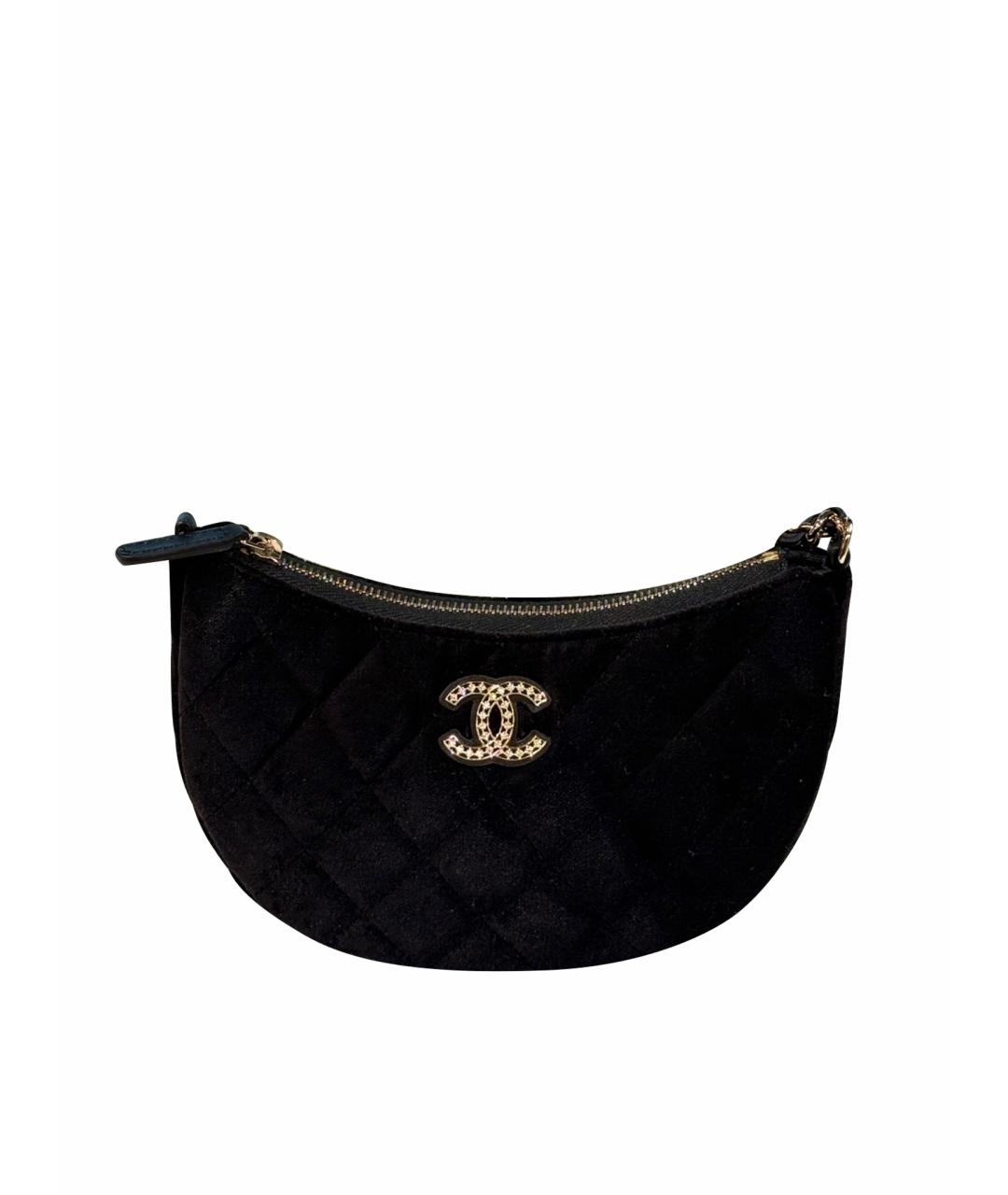 CHANEL Черная бархатная сумка через плечо, фото 1