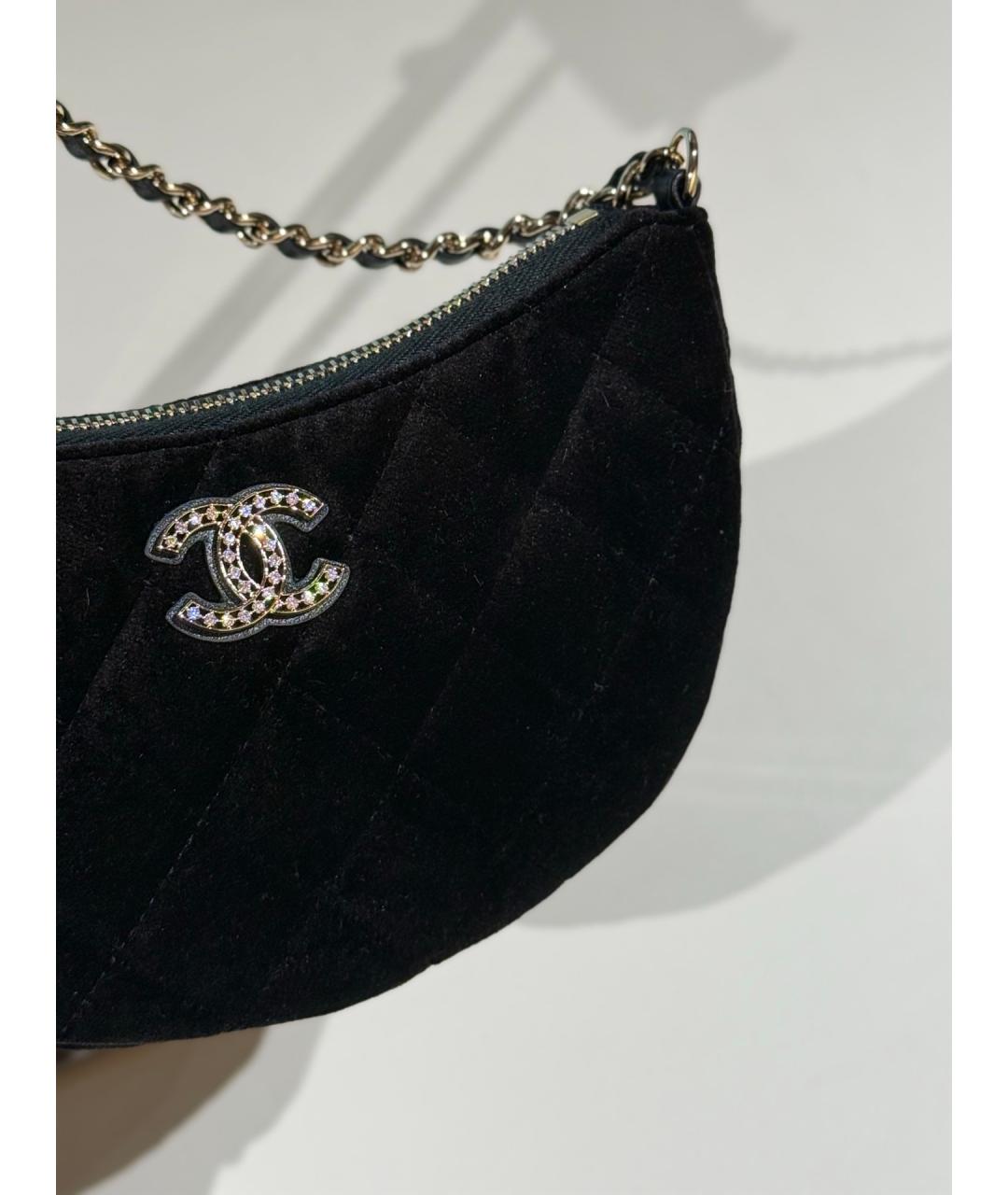 CHANEL Черная бархатная сумка через плечо, фото 5