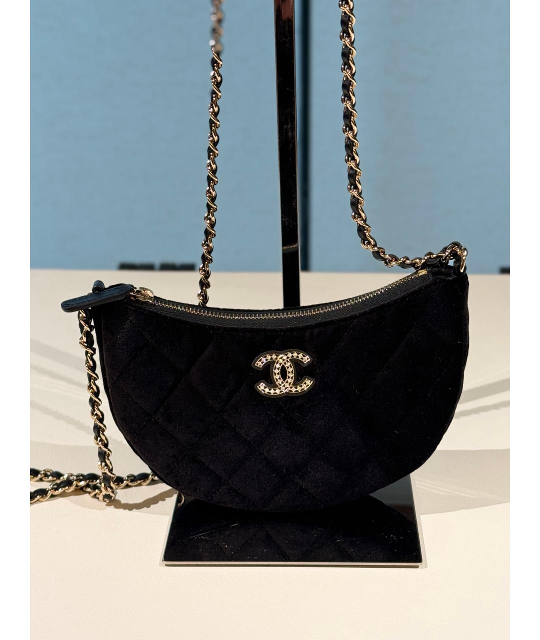 CHANEL Черная бархатная сумка через плечо, фото 9