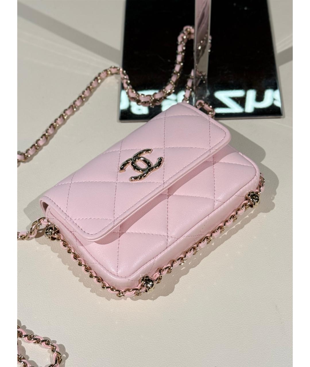 CHANEL Розовая кожаная сумка через плечо, фото 6