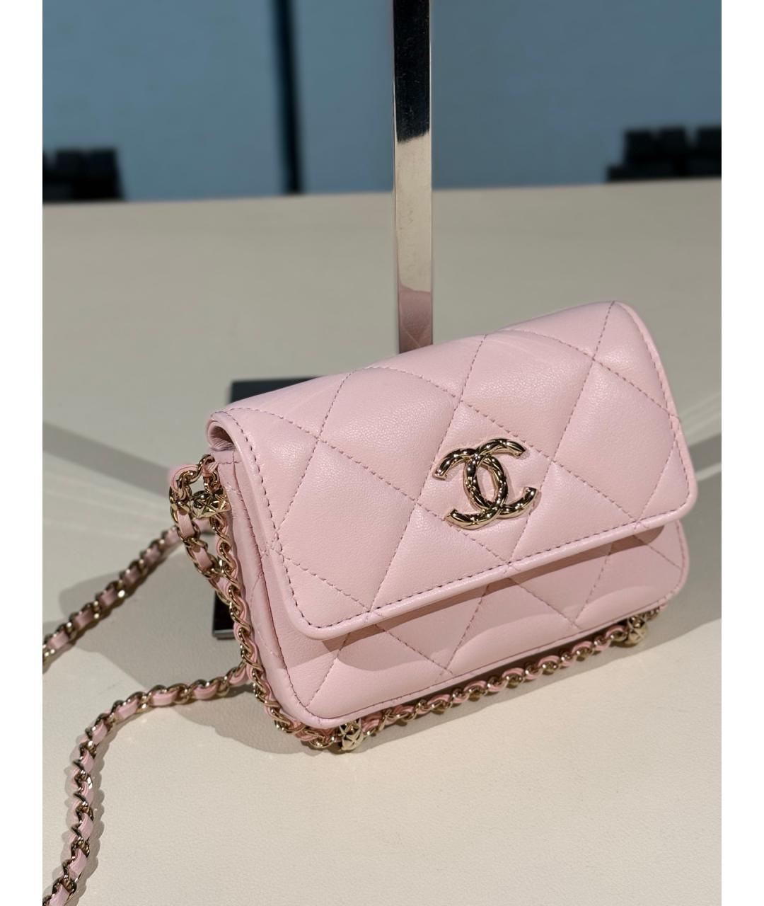 CHANEL Розовая кожаная сумка через плечо, фото 4