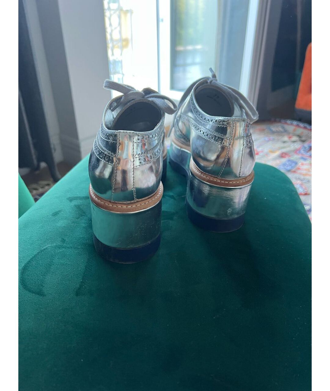 PRADA Серебряные ботинки из лакированной кожи, фото 4