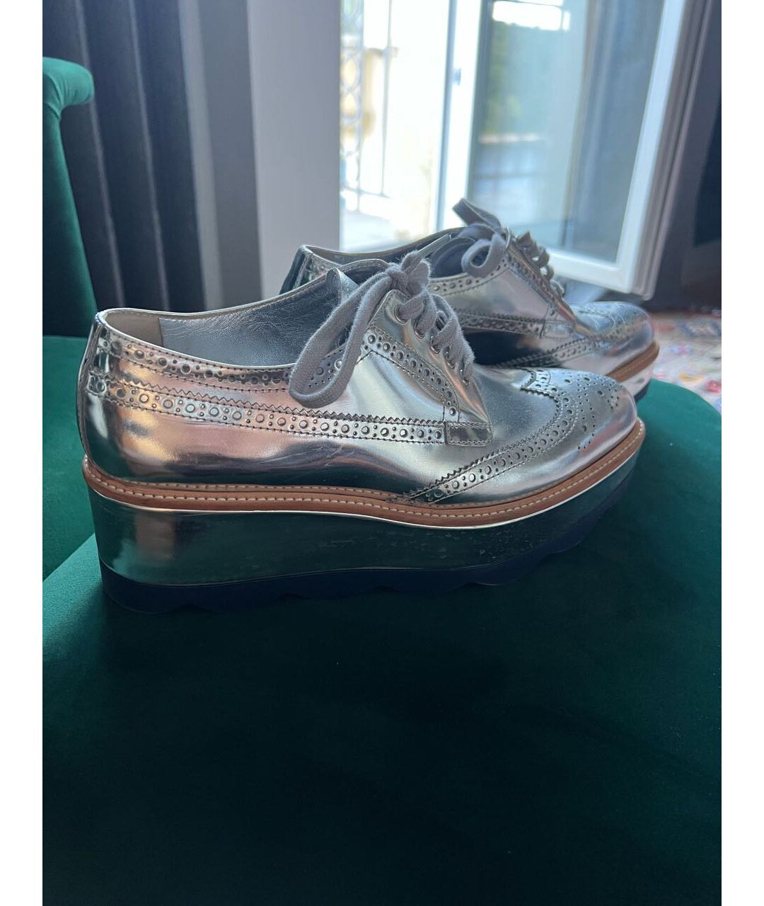 PRADA Серебряные ботинки из лакированной кожи, фото 6