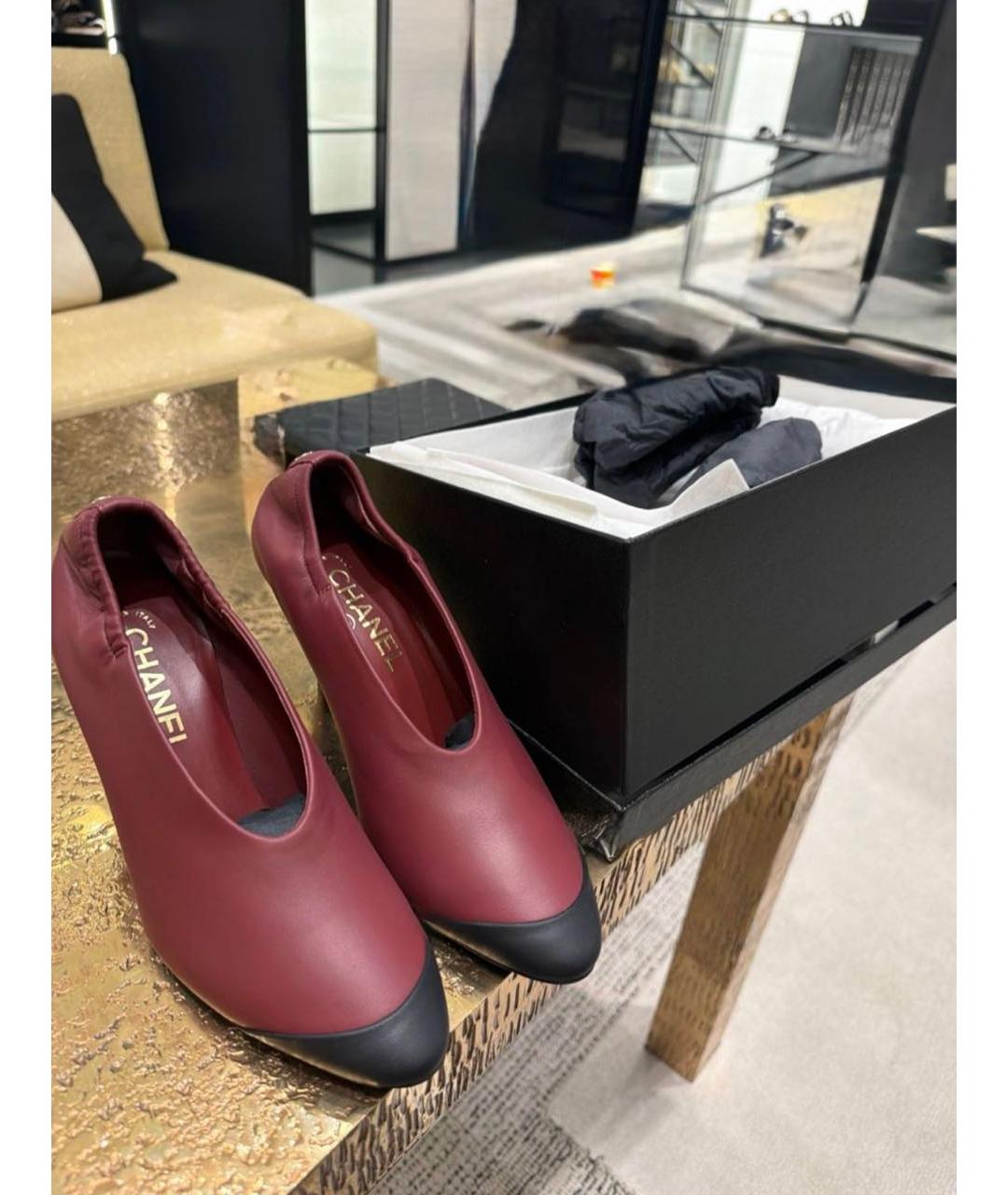 CHANEL Бордовые кожаные туфли, фото 2