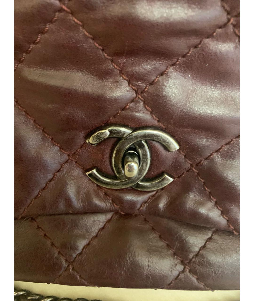 CHANEL Бордовая кожаная сумка через плечо, фото 2