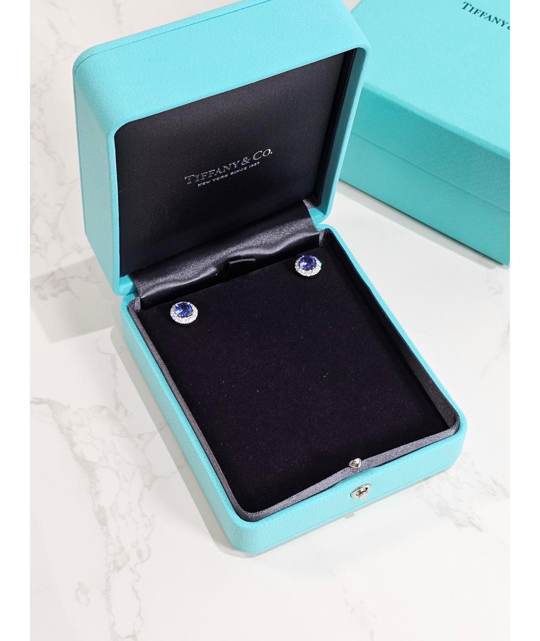 TIFFANY&CO Синие платиновые серьги, фото 2
