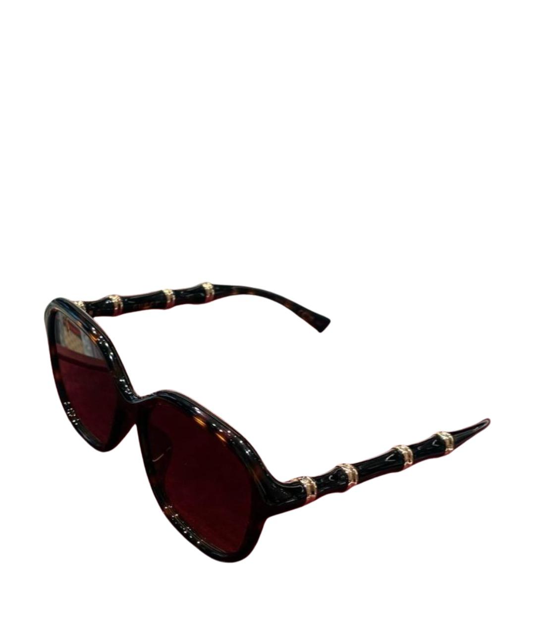 GUCCI Коричневые пластиковые солнцезащитные очки, фото 1