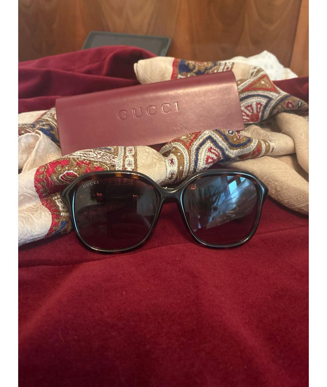 GUCCI Коричневые пластиковые солнцезащитные очки, фото 2