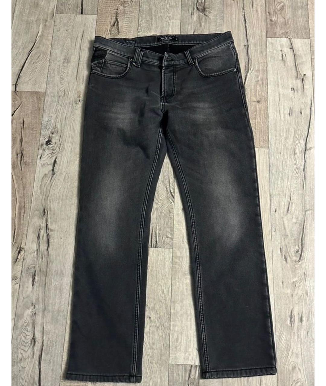 PHILIPP PLEIN Антрацитовые хлопко-полиэстеровые прямые джинсы, фото 5