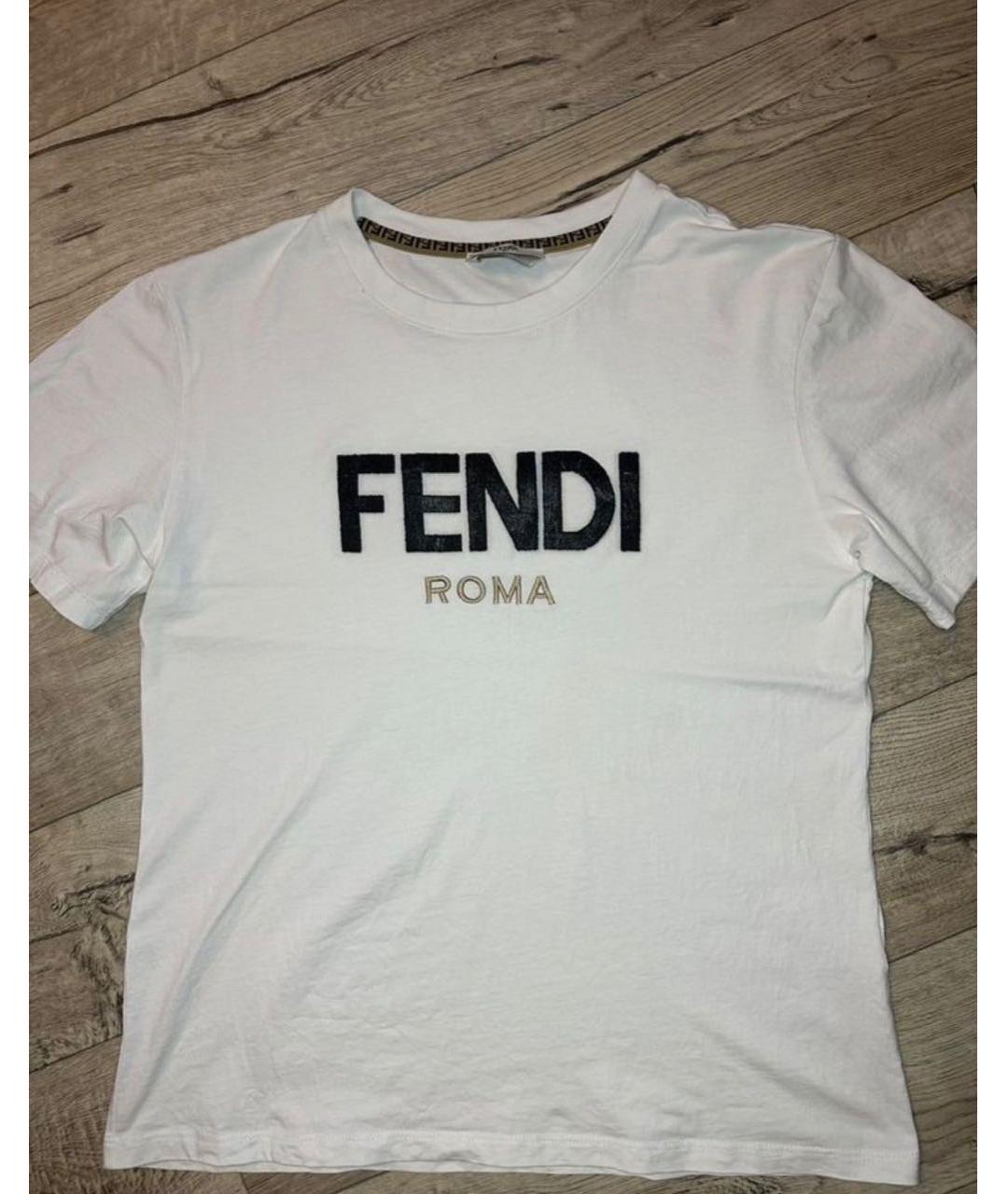 FENDI Белая хлопковая футболка, фото 4