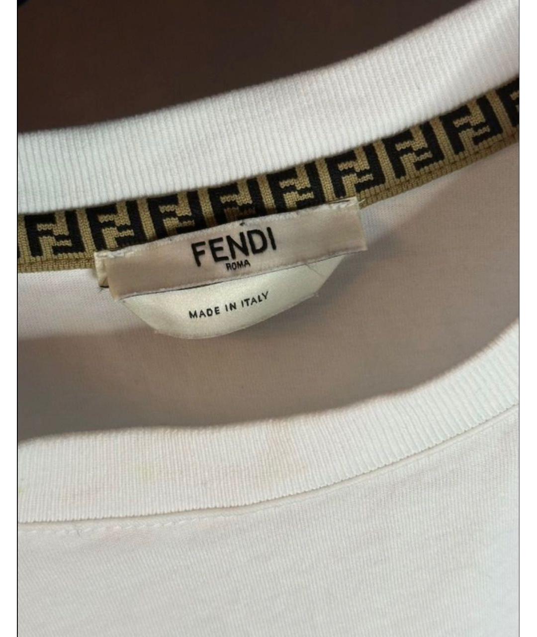 FENDI Белая хлопковая футболка, фото 3