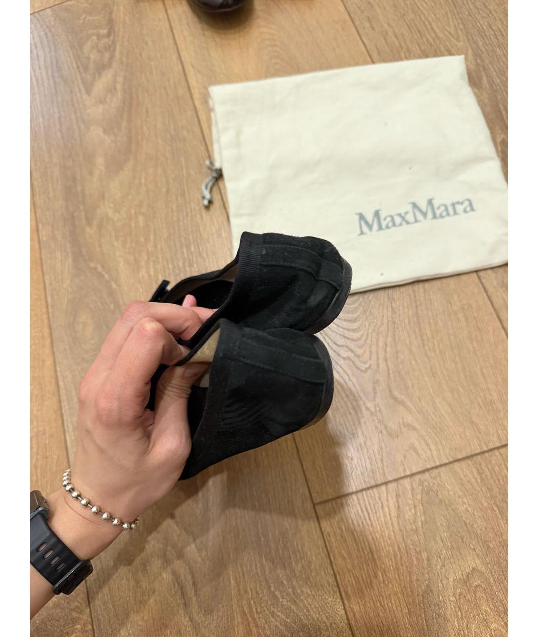 MAX MARA Черные замшевые балетки, фото 5