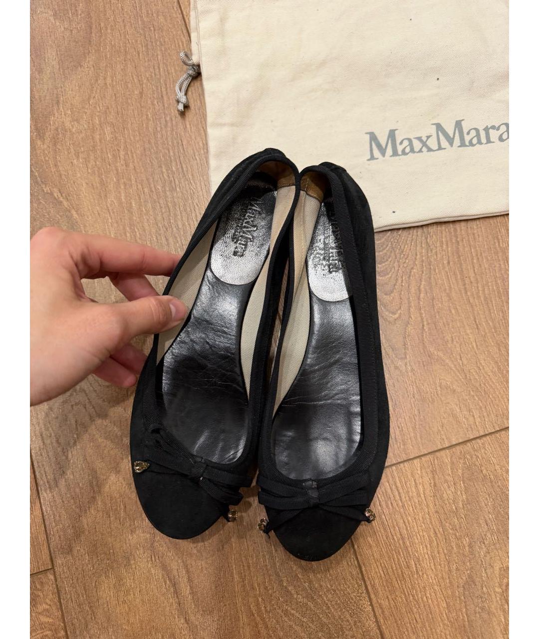MAX MARA Черные замшевые балетки, фото 6