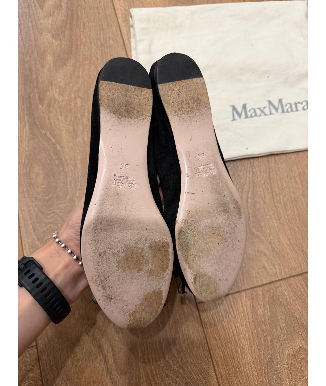 MAX MARA Черные замшевые балетки, фото 4
