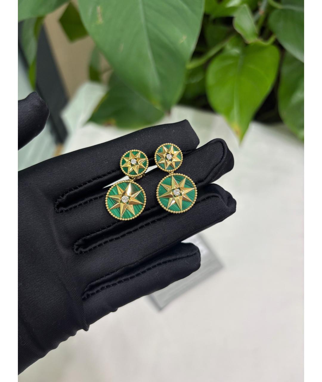 CHRISTIAN DIOR Зеленые серьги из розового золота, фото 3