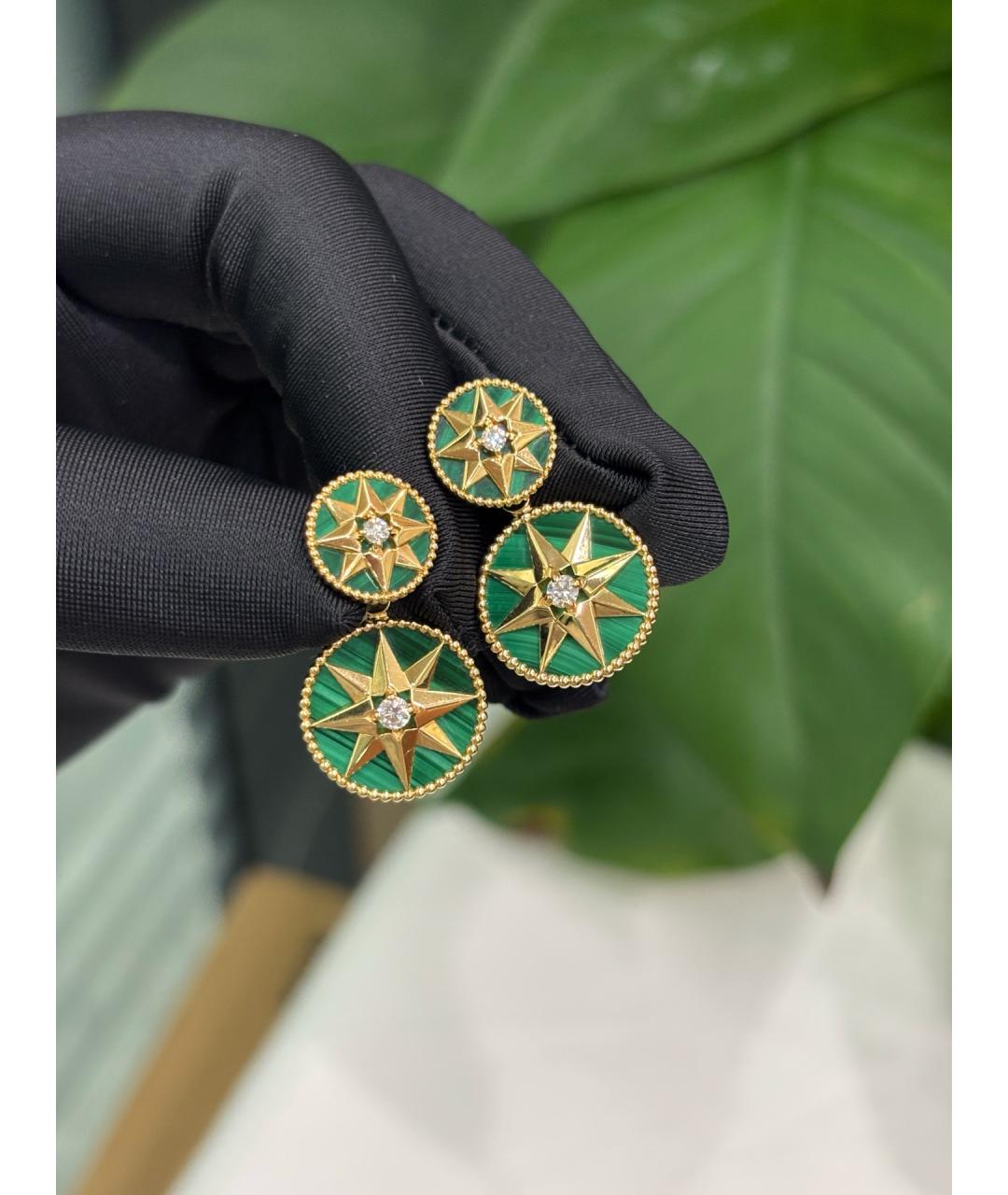 CHRISTIAN DIOR Зеленые серьги из розового золота, фото 5