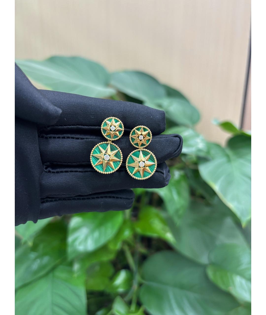 CHRISTIAN DIOR Зеленые серьги из розового золота, фото 9