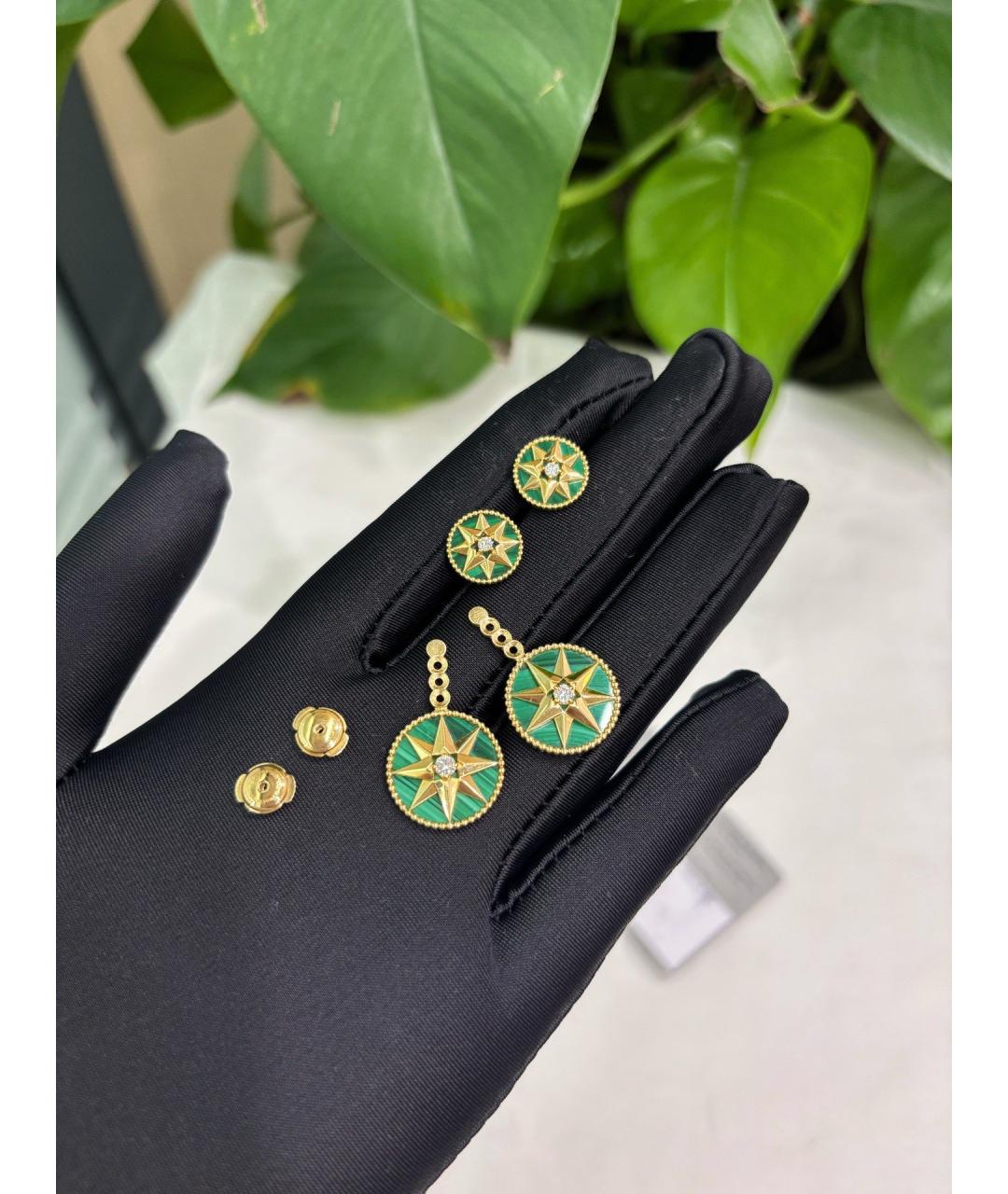 CHRISTIAN DIOR Зеленые серьги из розового золота, фото 6