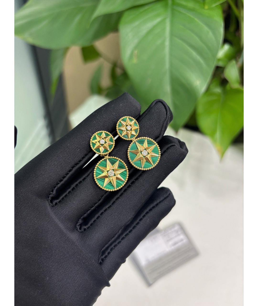 CHRISTIAN DIOR Зеленые серьги из розового золота, фото 4