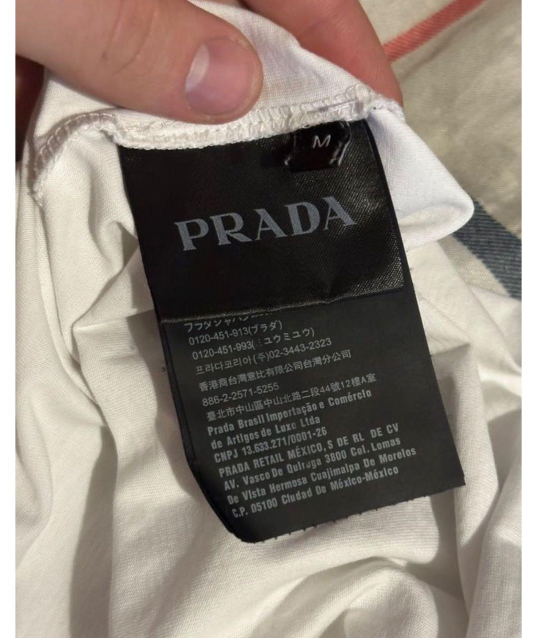 PRADA Белая хлопковая футболка, фото 4