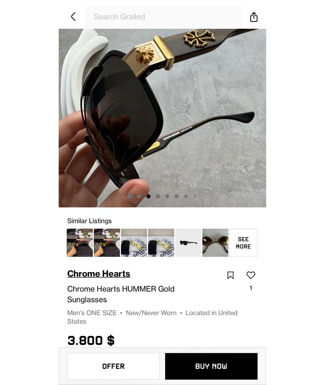 CHROME HEARTS Черные деревянные солнцезащитные очки, фото 8