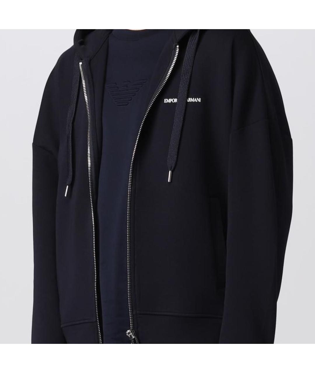 EMPORIO ARMANI Темно-синяя хлопковая спортивная куртка, фото 4