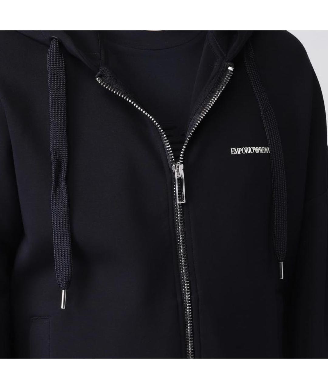 EMPORIO ARMANI Темно-синяя хлопковая спортивная куртка, фото 3