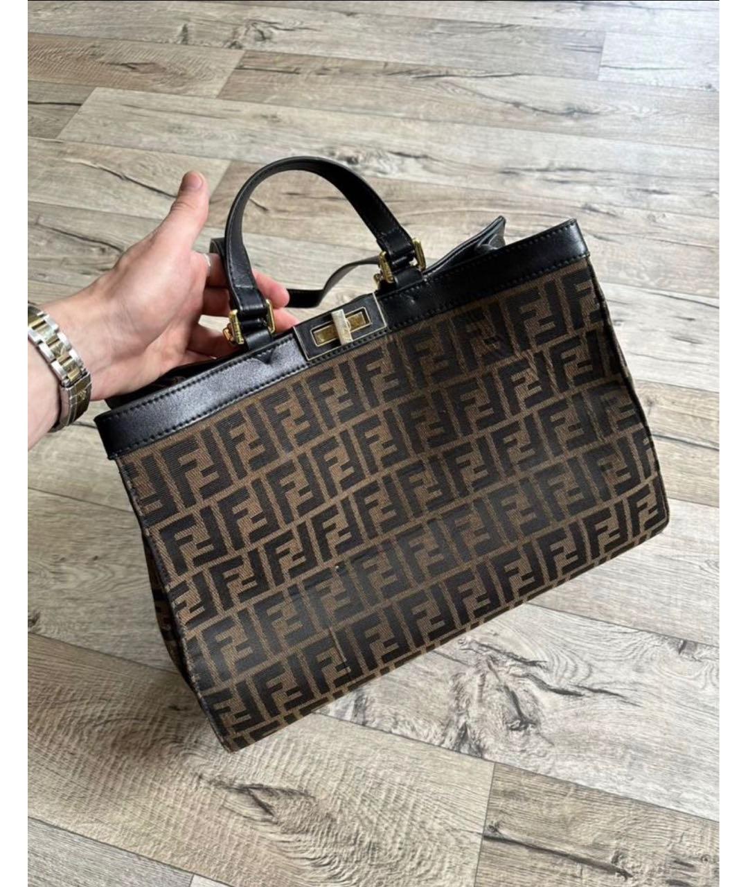 FENDI Коричневая тканевая сумка через плечо, фото 8