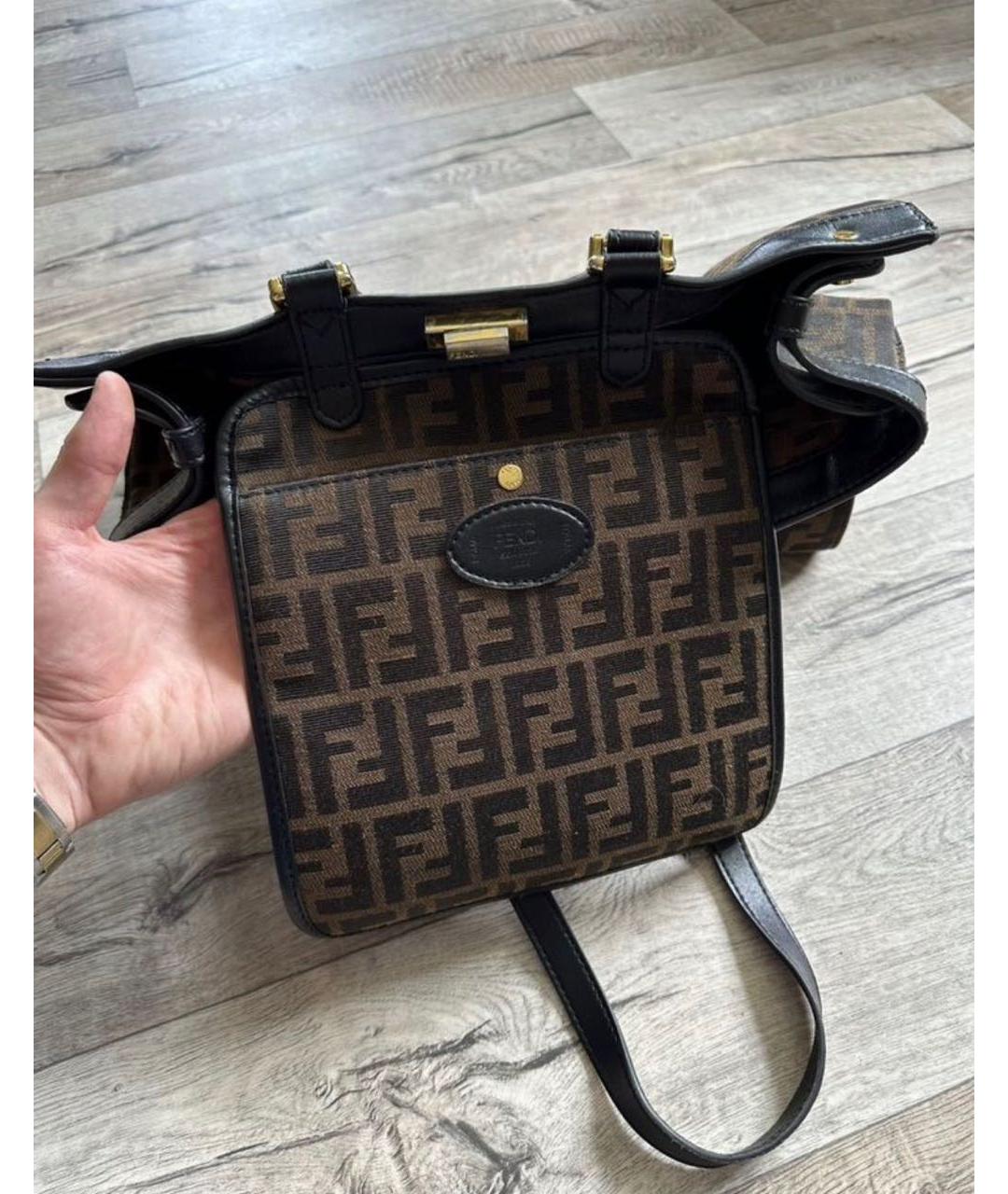 FENDI Коричневая тканевая сумка через плечо, фото 4