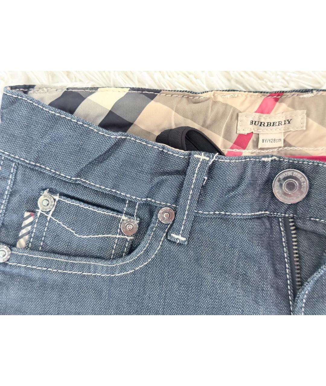 BURBERRY Синие хлопковые детские джинсы, фото 3