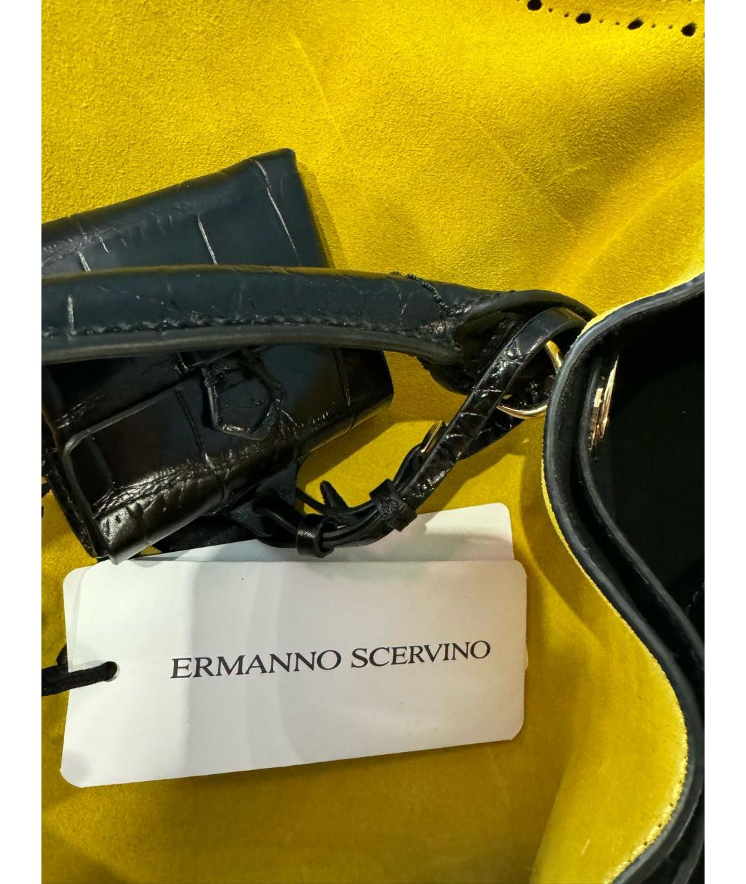 ERMANNO SCERVINO Желтая замшевая сумка с короткими ручками, фото 8