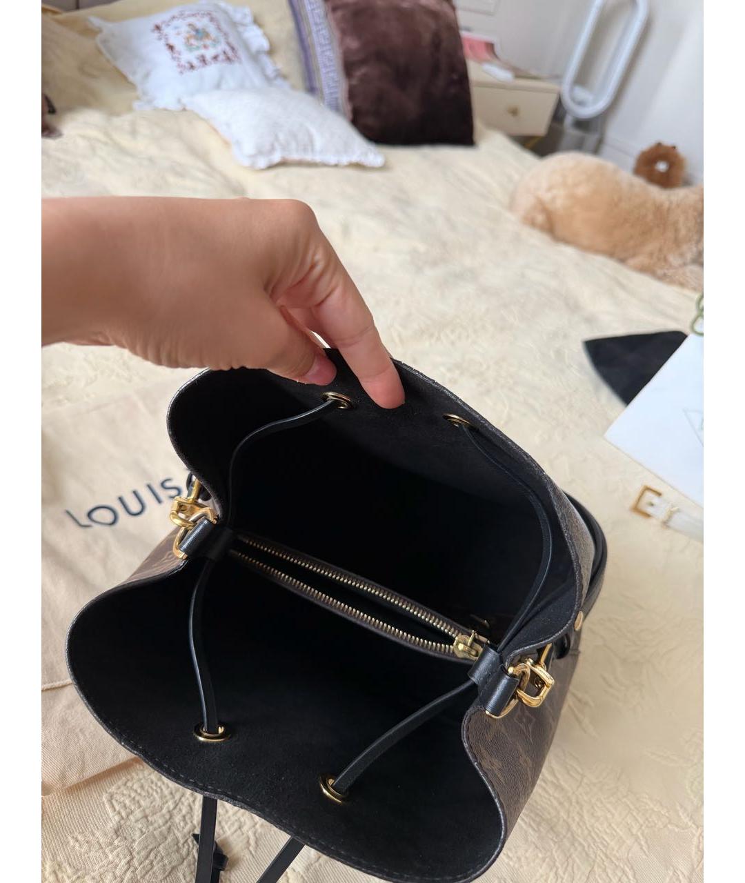 LOUIS VUITTON Коричневая кожаная сумка через плечо, фото 4