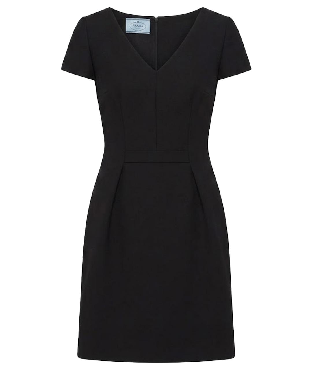 PRADA Черное шерстяное коктейльное платье, фото 1