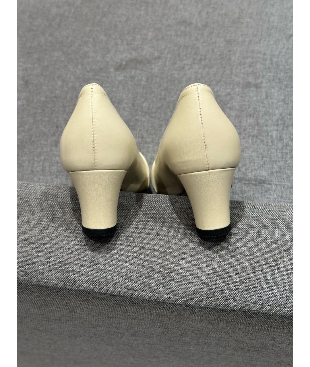 GUCCI Бежевые кожаные туфли, фото 5
