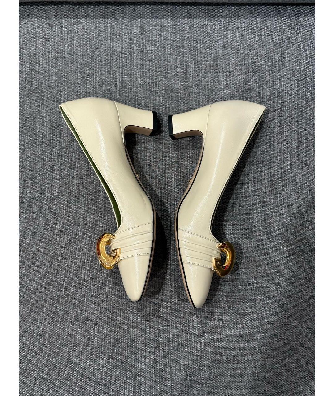 GUCCI Бежевые кожаные туфли, фото 3