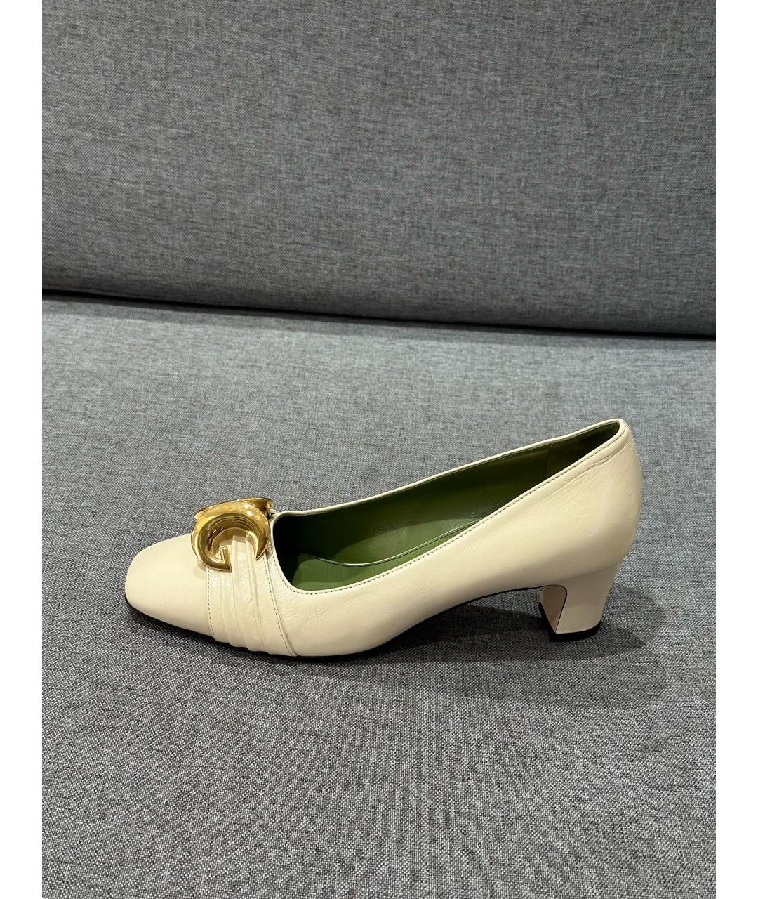 GUCCI Бежевые кожаные туфли, фото 9