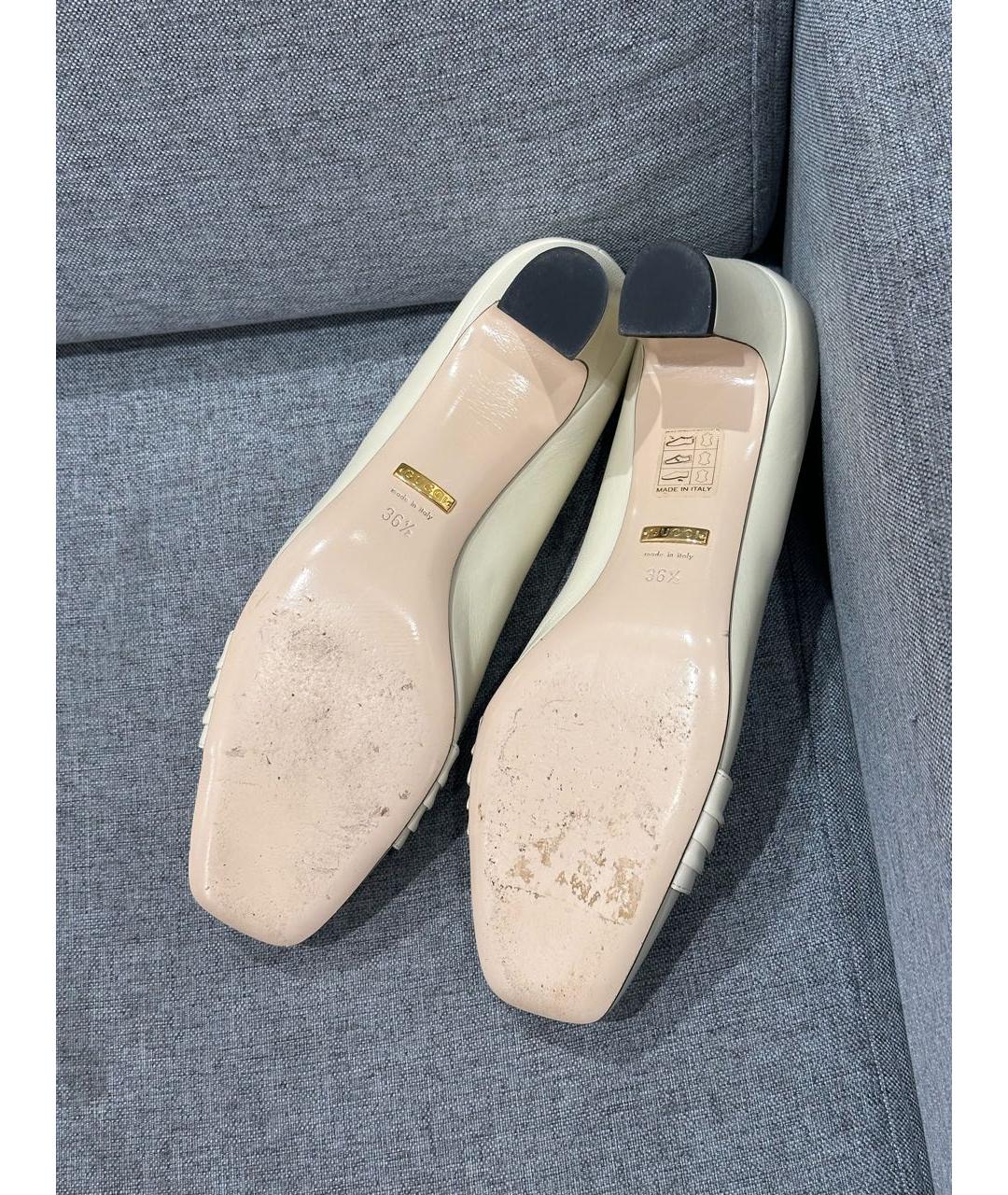 GUCCI Бежевые кожаные туфли, фото 6