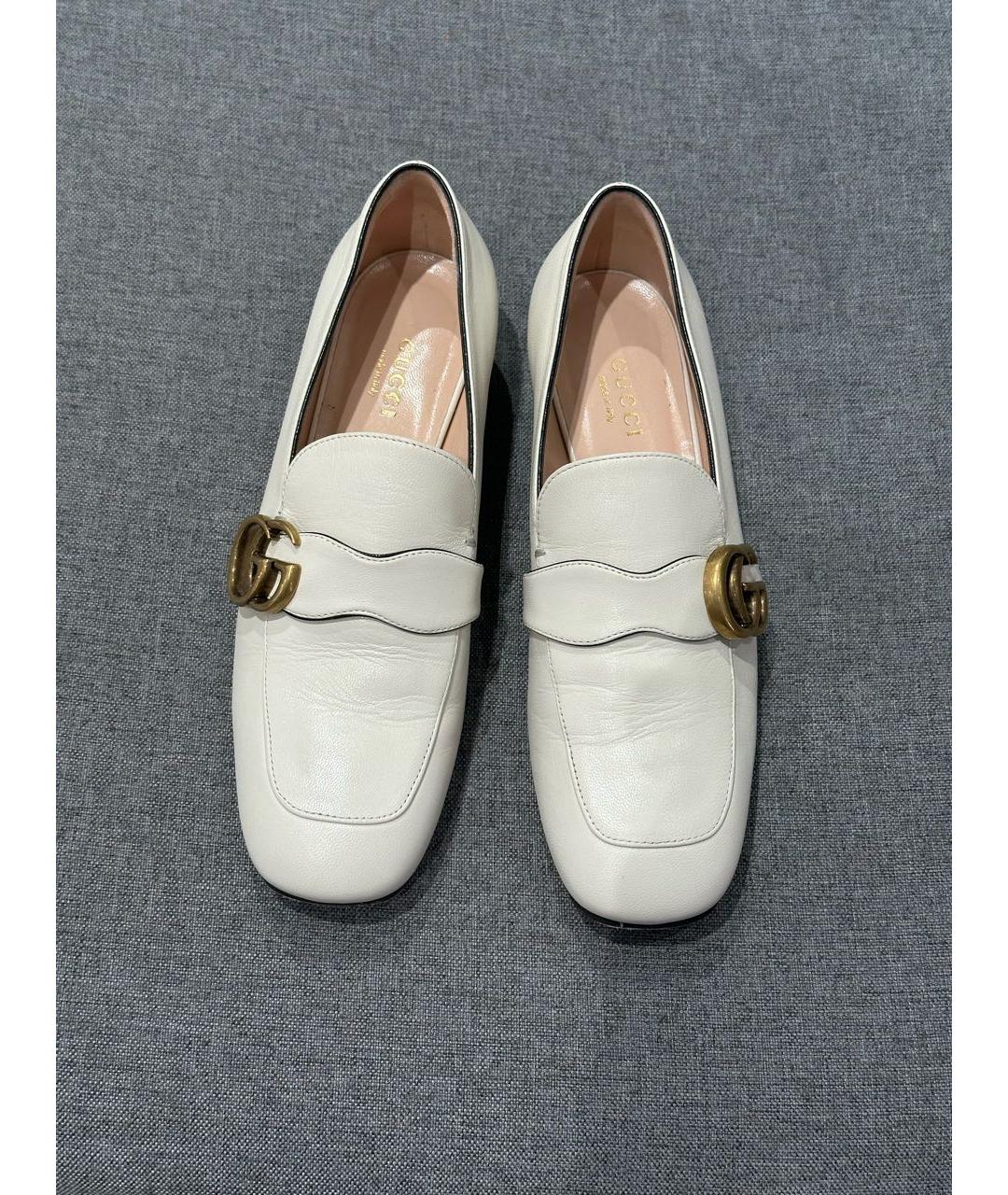 GUCCI Белые кожаные лоферы, фото 2