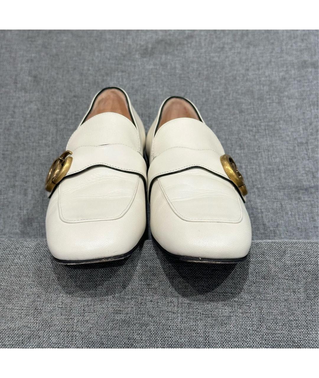 GUCCI Белые кожаные лоферы, фото 5