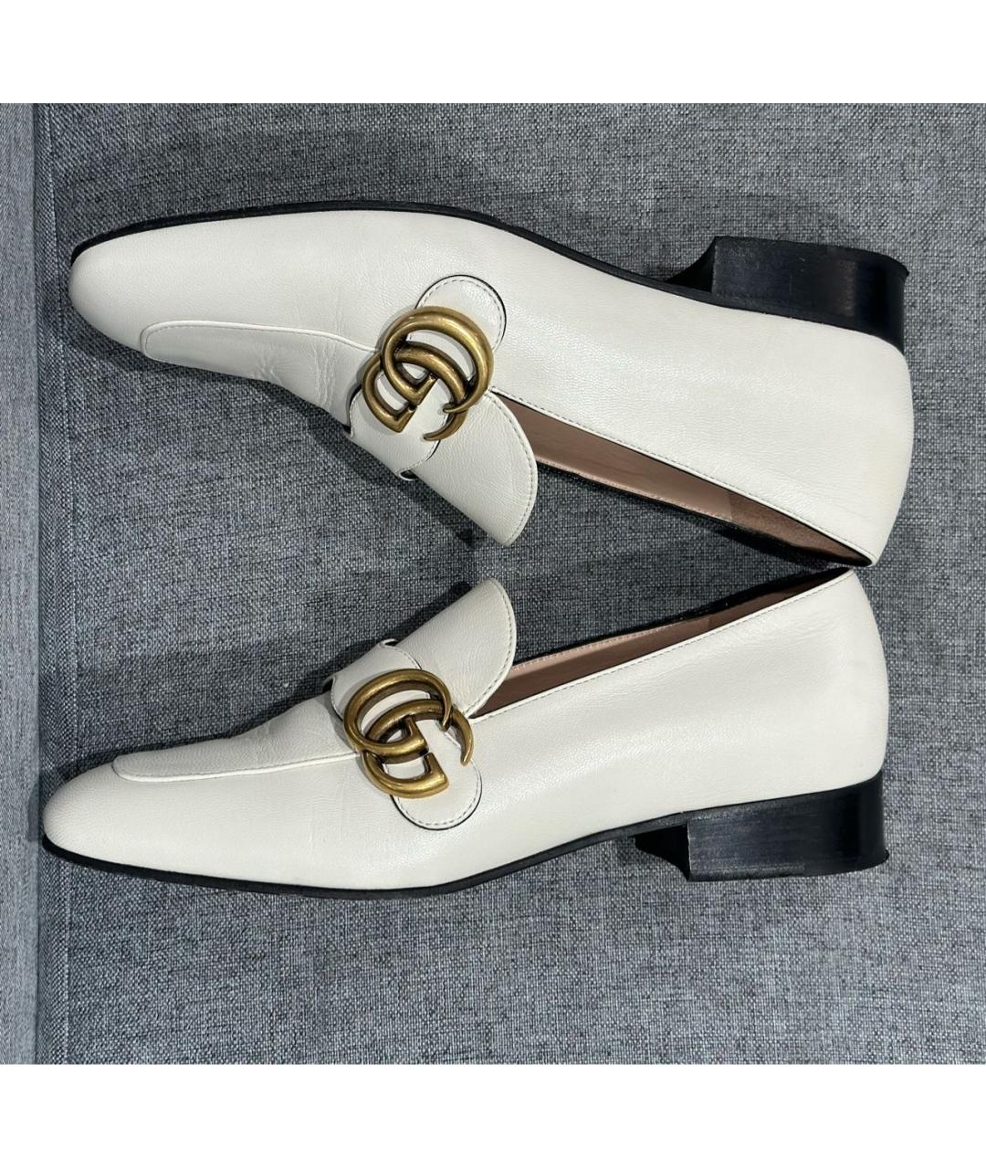 GUCCI Белые кожаные лоферы, фото 7
