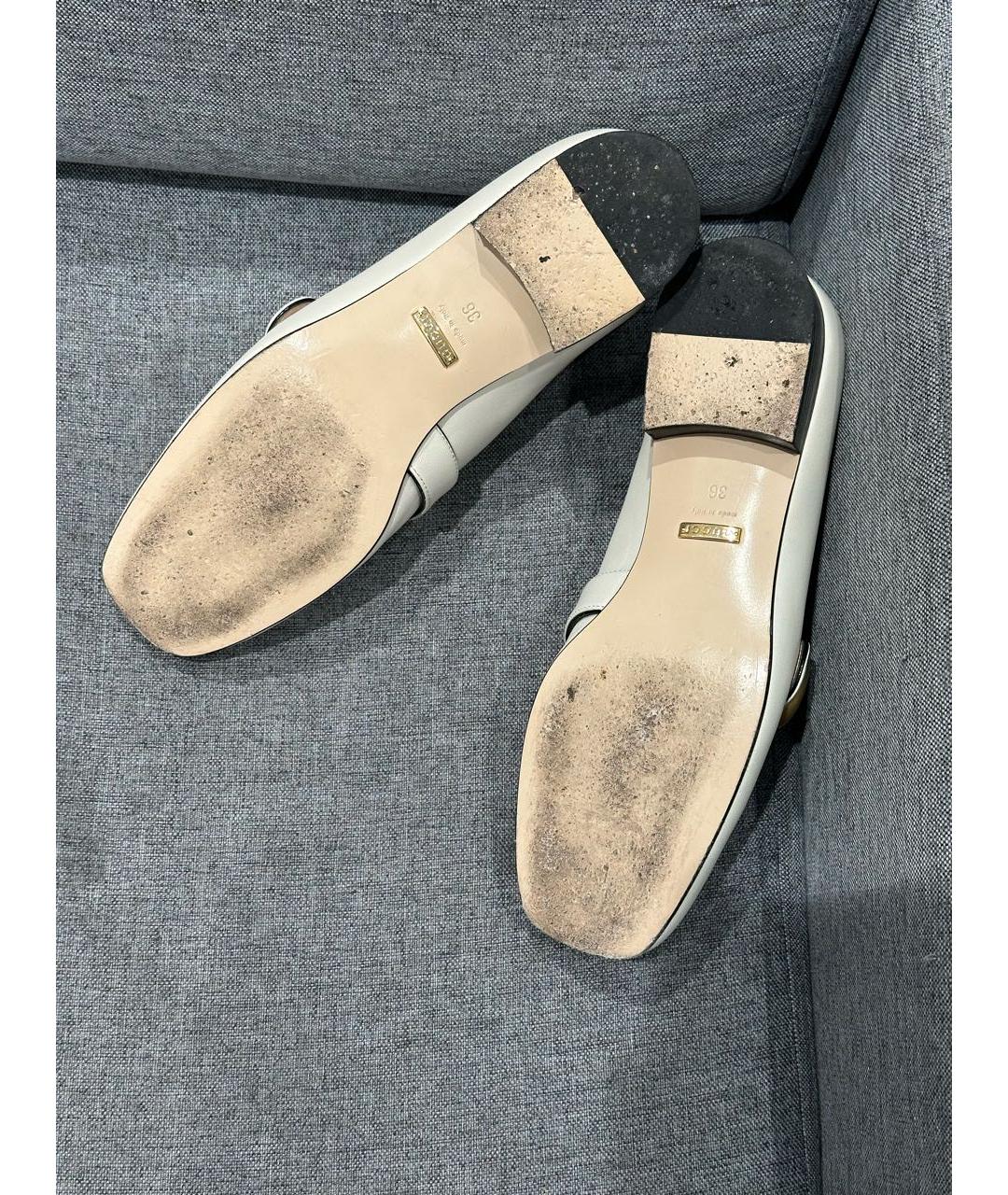 GUCCI Белые кожаные лоферы, фото 4