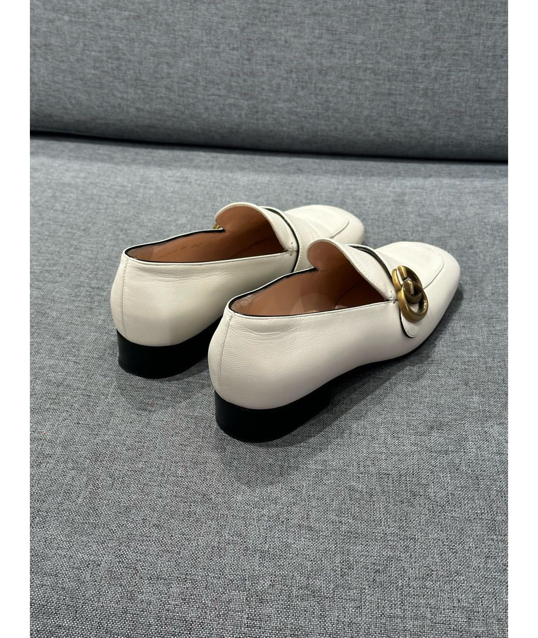GUCCI Белые кожаные лоферы, фото 3