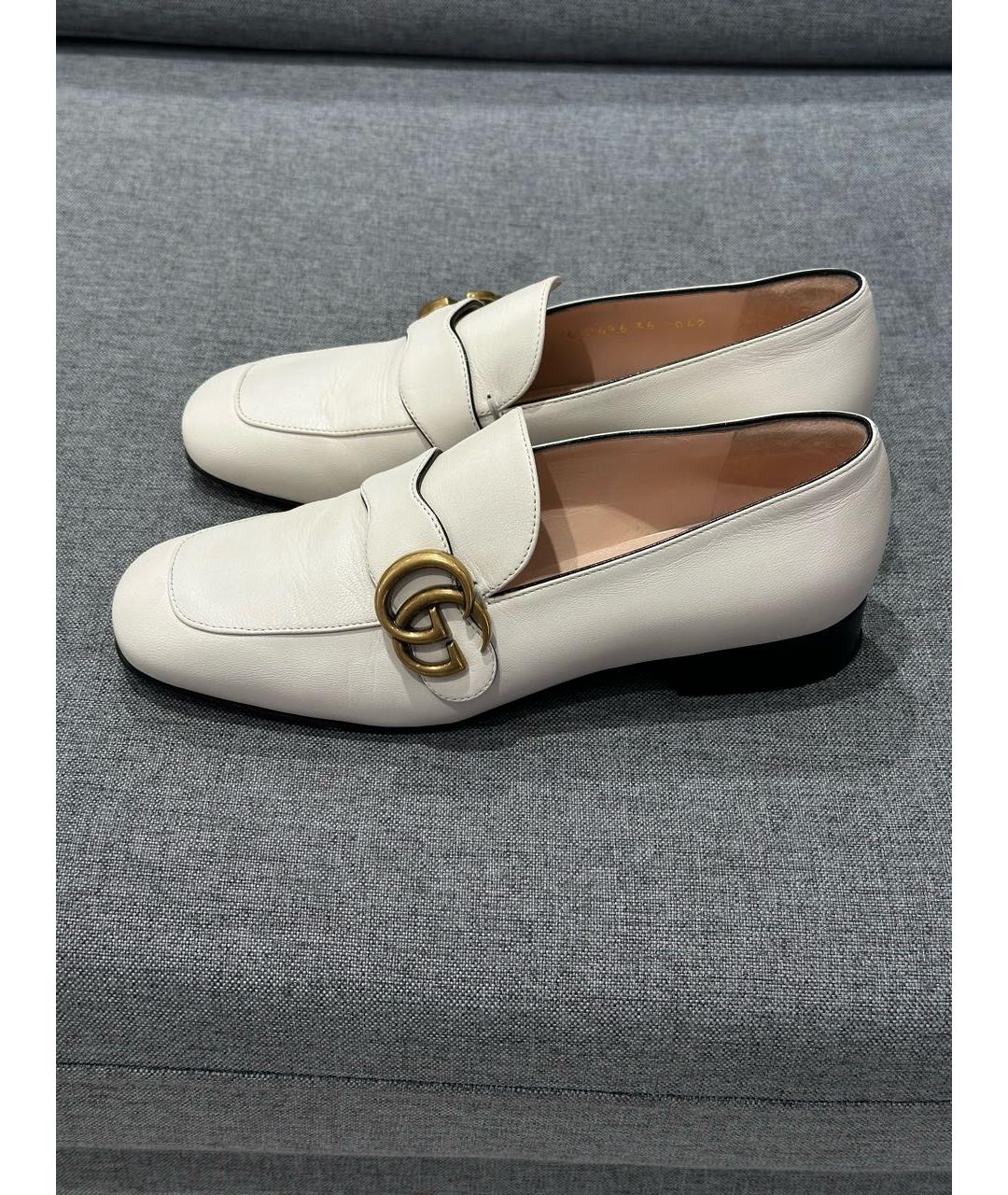 GUCCI Белые кожаные лоферы, фото 9