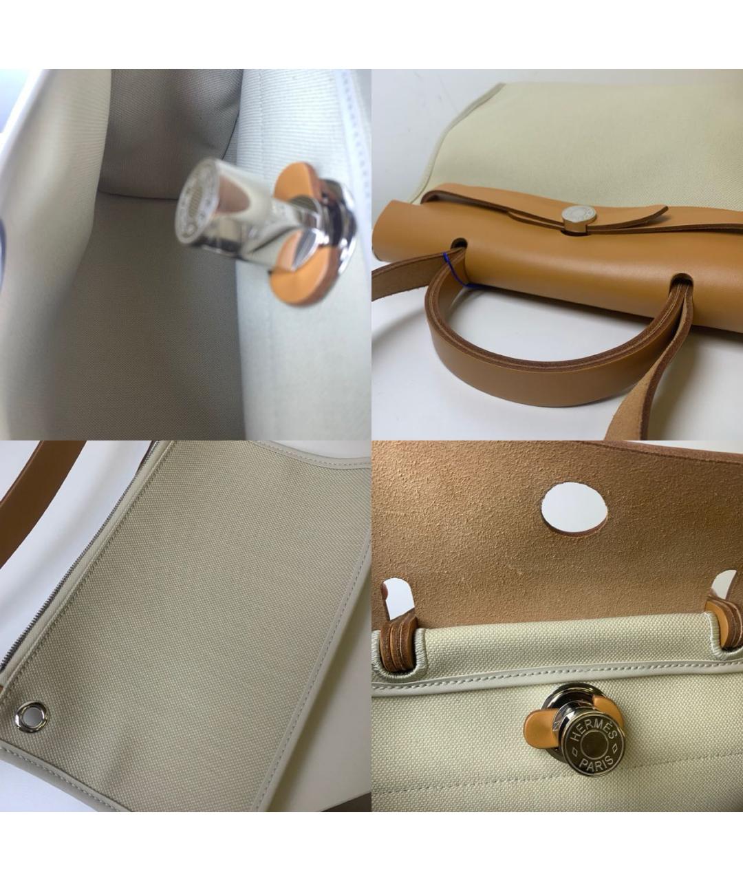 HERMES Бежевая тканевая сумка через плечо, фото 4
