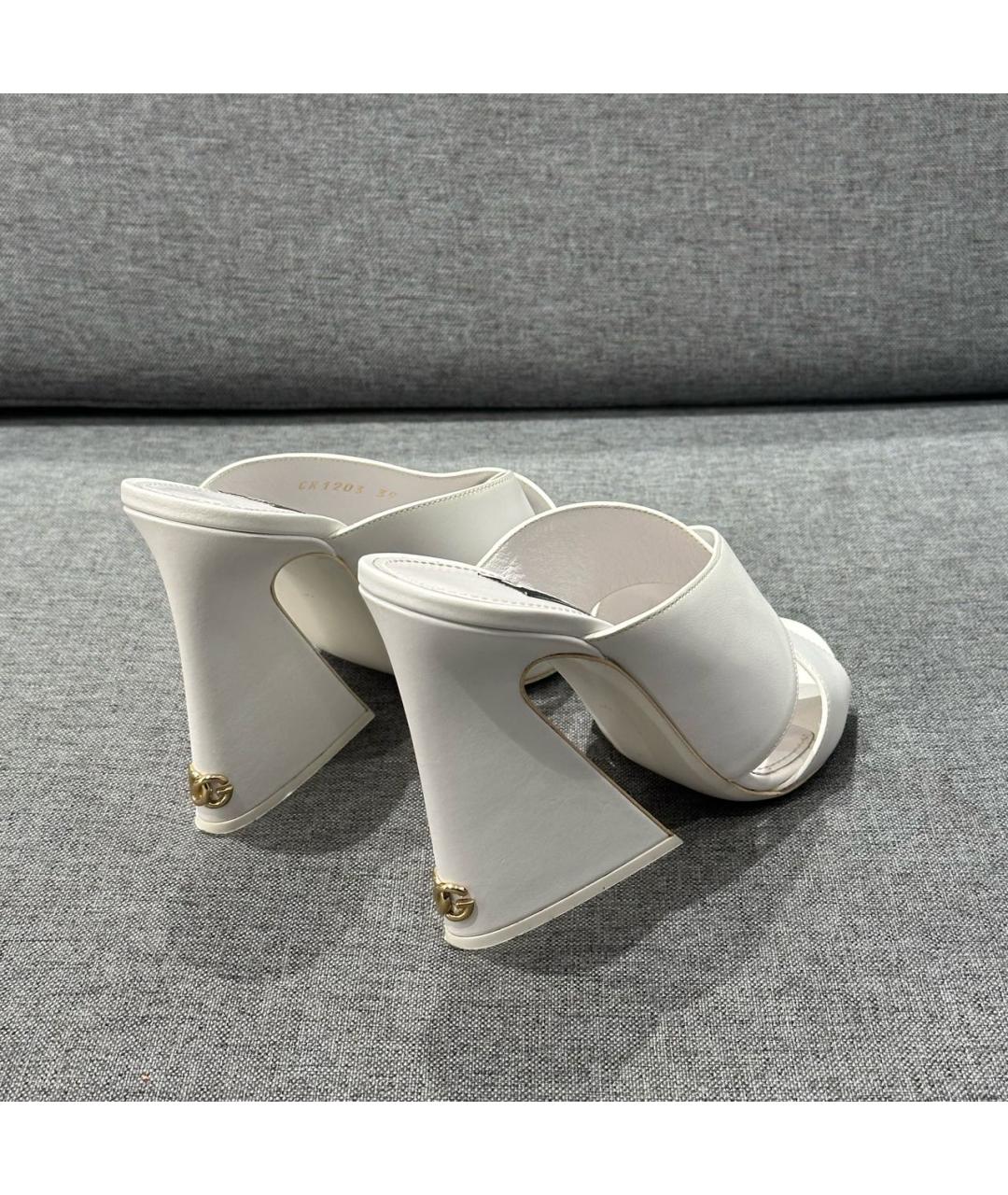 DOLCE&GABBANA Белые кожаные мюли, фото 2