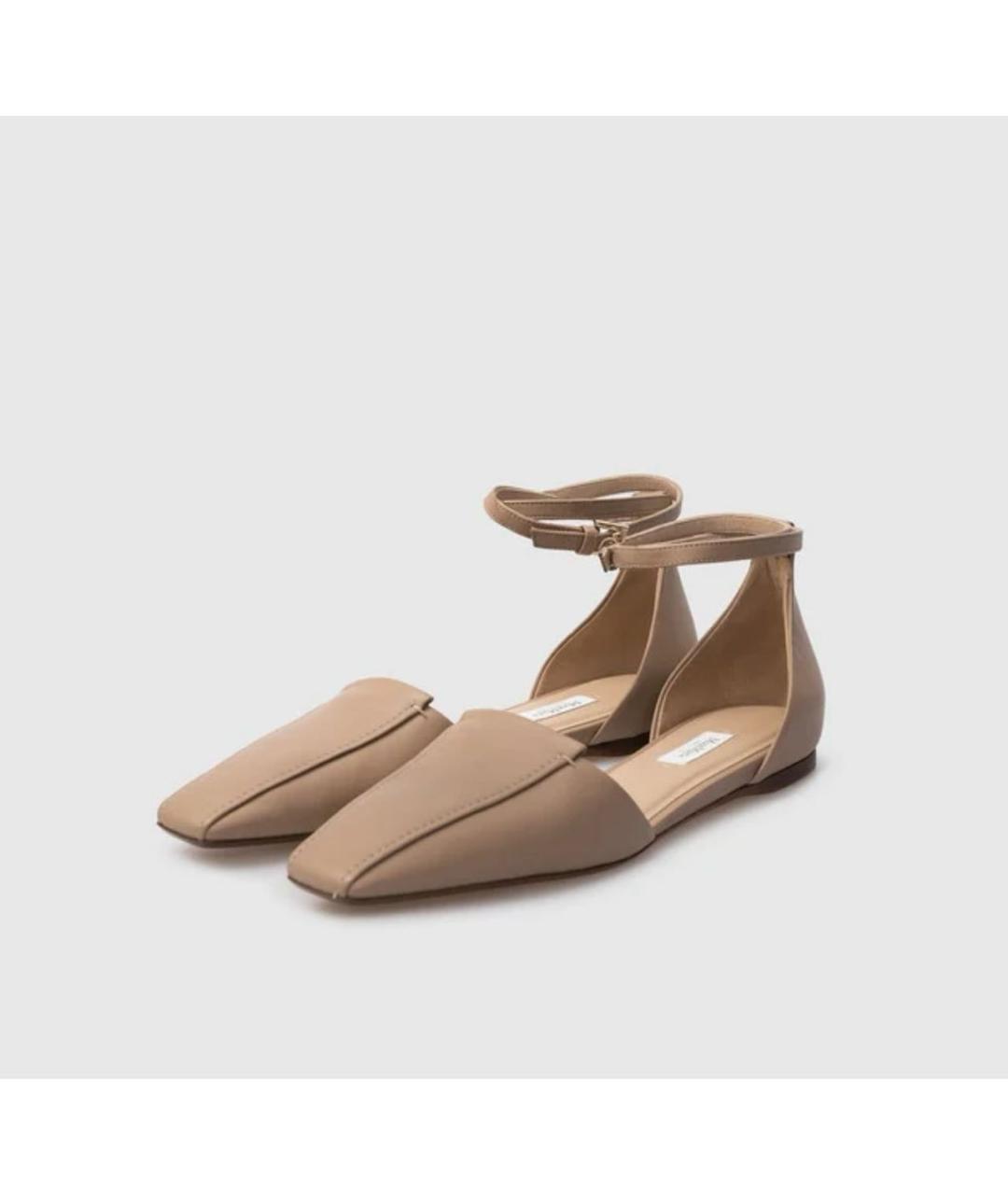 MAX MARA Бежевые кожаные балетки, фото 2