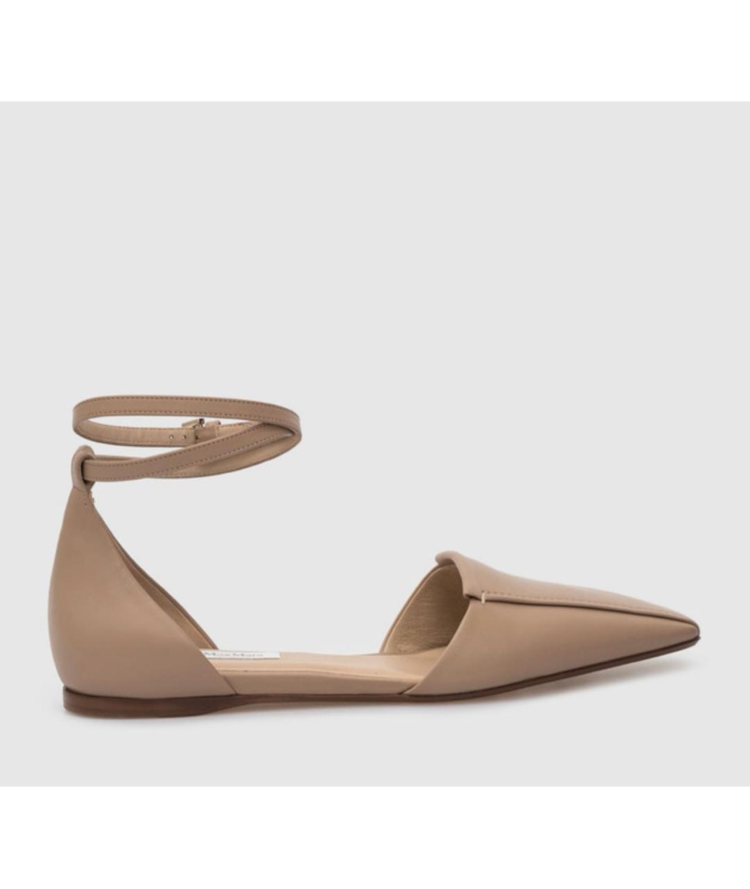 MAX MARA Бежевые кожаные балетки, фото 9