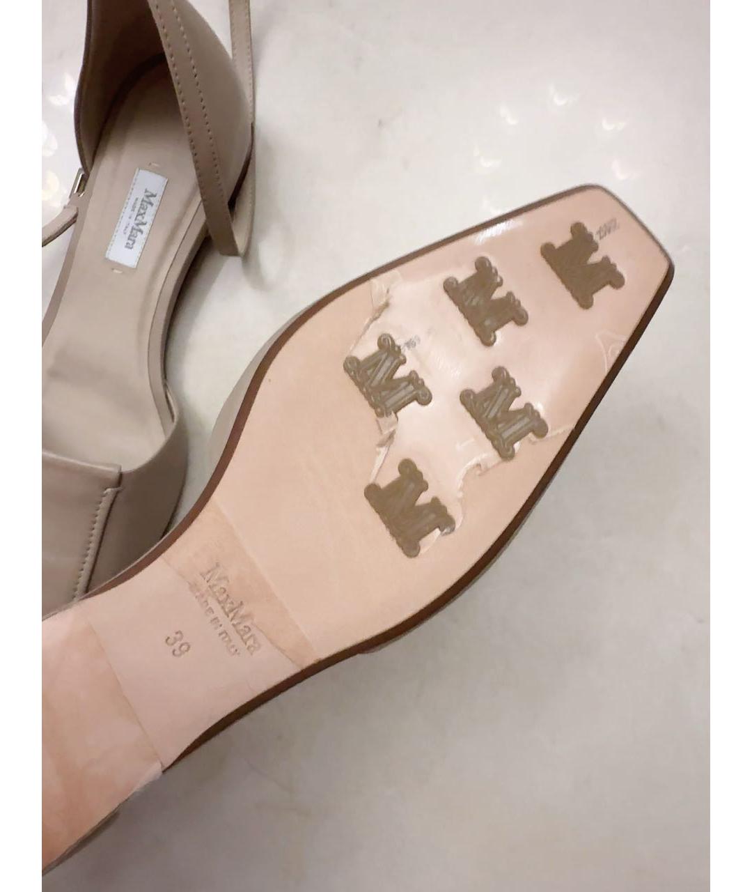 MAX MARA Бежевые кожаные балетки, фото 8
