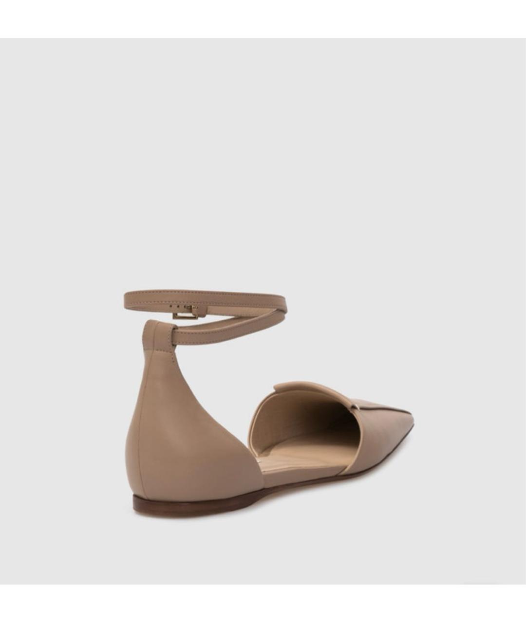 MAX MARA Бежевые кожаные балетки, фото 3