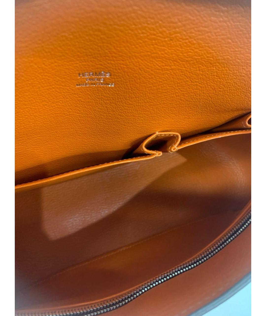 HERMES Оранжевая кожаная сумка через плечо, фото 7